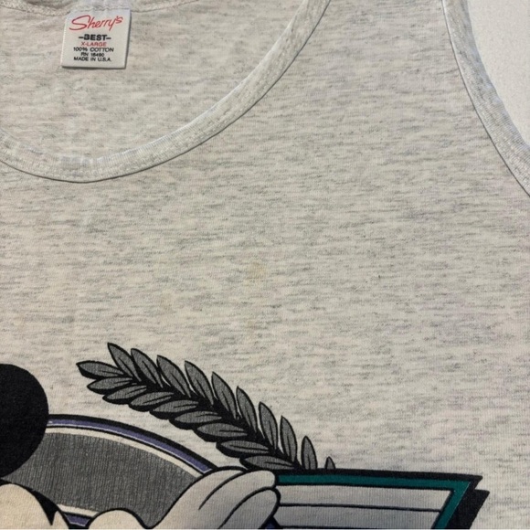 Vintage 90s Mickey Mouse Florida Tank Top Size XL Gray FLAW Boxy Fit - Picture 3 of 5